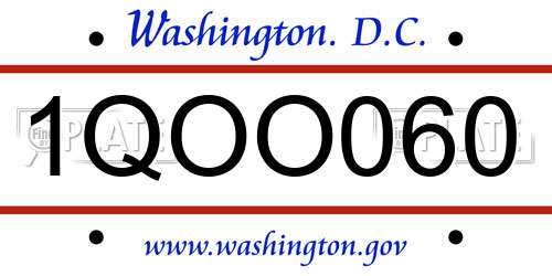 1QOO060 District Of Columbia License Plate