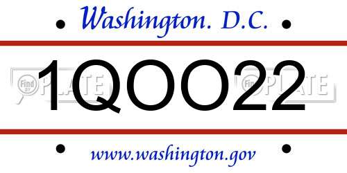 1QOO22 District Of Columbia License Plate
