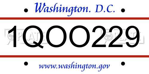 1QOO229 District Of Columbia License Plate