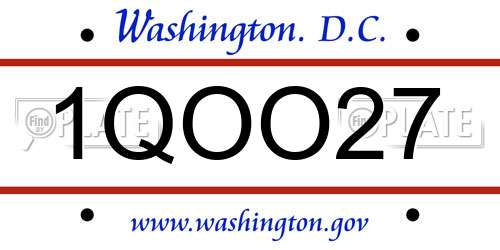 1QOO27 District Of Columbia License Plate