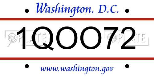 1QOO72 District Of Columbia License Plate