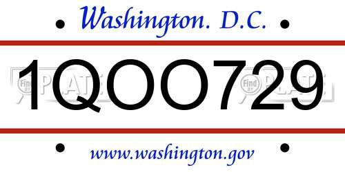1QOO729 District Of Columbia License Plate