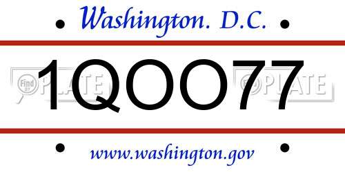 1QOO77 District Of Columbia License Plate