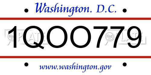 1QOO779 District Of Columbia License Plate