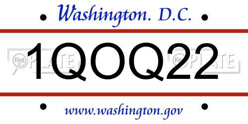 1QOQ22 District Of Columbia License Plate