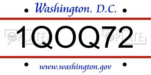 1QOQ72 District Of Columbia License Plate