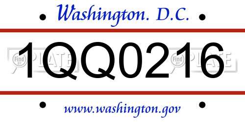 1QQ0216 District Of Columbia License Plate