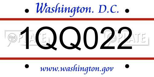 1QQ022 District Of Columbia License Plate