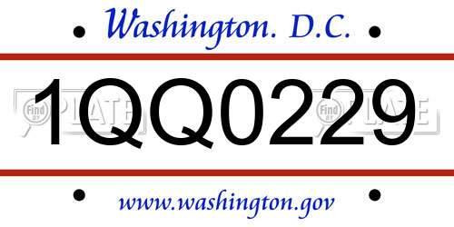 1QQ0229 District Of Columbia License Plate