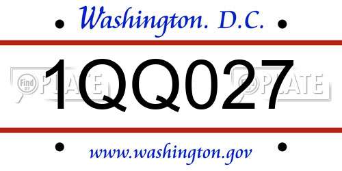 1QQ027 District Of Columbia License Plate