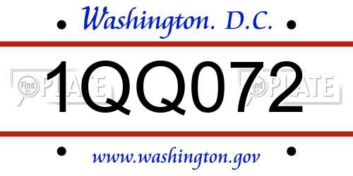1QQ072 District Of Columbia License Plate