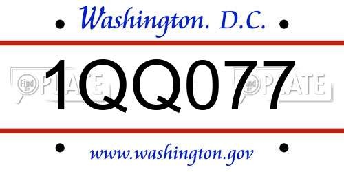 1QQ077 District Of Columbia License Plate