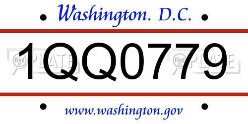1QQ0779 District Of Columbia License Plate