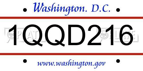 1QQD216 District Of Columbia License Plate