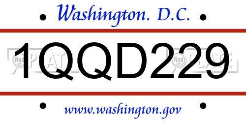 1QQD229 District Of Columbia License Plate