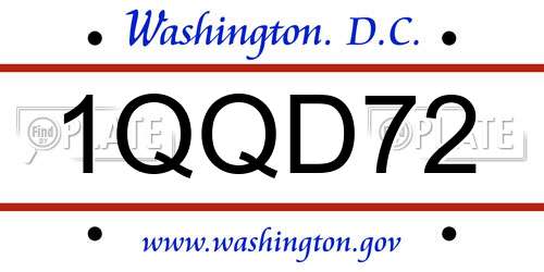 1QQD72 District Of Columbia License Plate