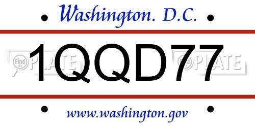 1QQD77 District Of Columbia License Plate