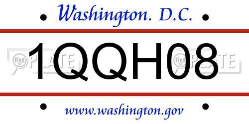 1QQH08 District Of Columbia License Plate