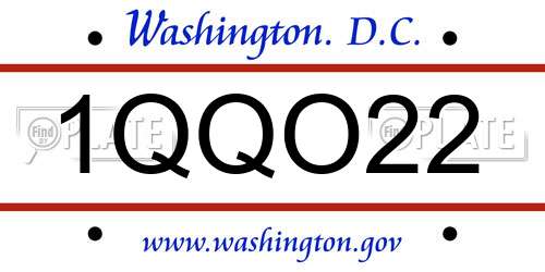 1QQO22 District Of Columbia License Plate