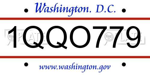 1QQO779 District Of Columbia License Plate