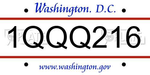 1QQQ216 District Of Columbia License Plate