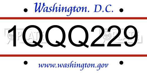 1QQQ229 District Of Columbia License Plate