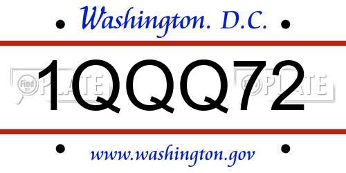 1QQQ72 District Of Columbia License Plate