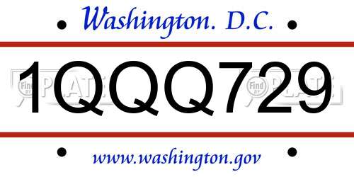 1QQQ729 District Of Columbia License Plate