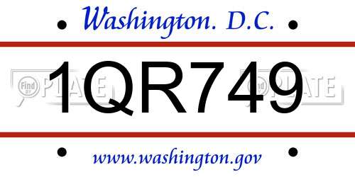 1QR749 District Of Columbia License Plate