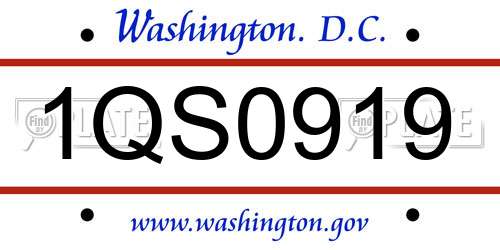 1QS0919 District Of Columbia License Plate