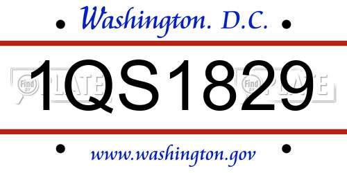 1QS1829 District Of Columbia License Plate
