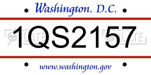 1QS2157 District Of Columbia License Plate