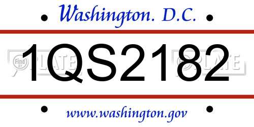 1QS2182 District Of Columbia License Plate