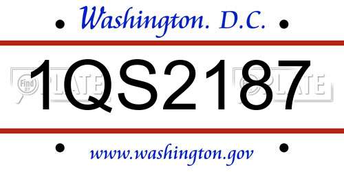 1QS2187 District Of Columbia License Plate