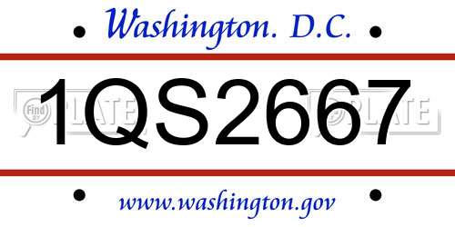 1QS2667 District Of Columbia License Plate