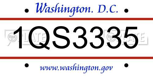 1QS3335 District Of Columbia License Plate