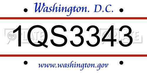 1QS3343 District Of Columbia License Plate