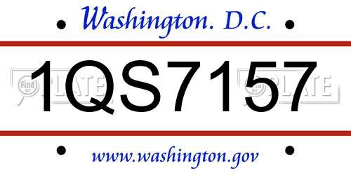 1QS7157 District Of Columbia License Plate