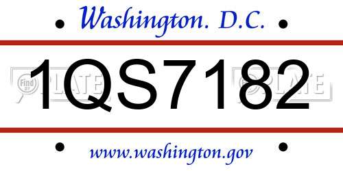 1QS7182 District Of Columbia License Plate