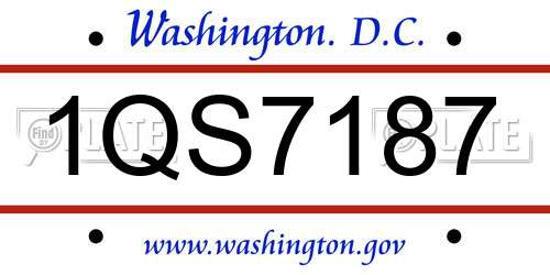 1QS7187 District Of Columbia License Plate