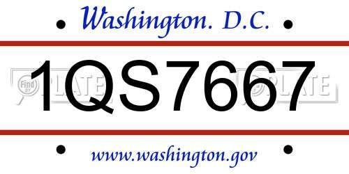 1QS7667 District Of Columbia License Plate