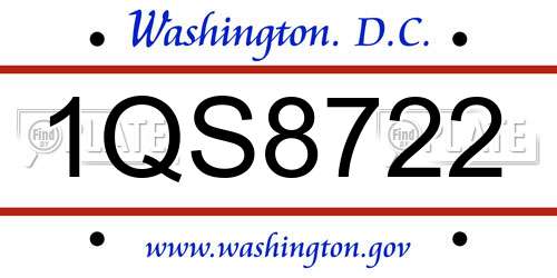 1QS8722 District Of Columbia License Plate