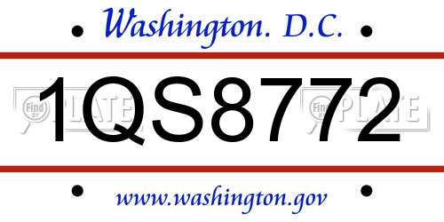 1QS8772 District Of Columbia License Plate