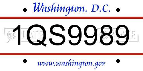 1QS9989 District Of Columbia License Plate