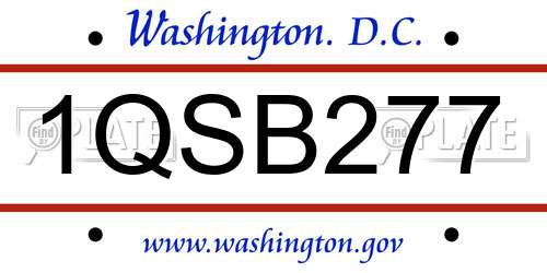1QSB277 District Of Columbia License Plate