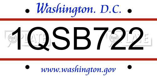 1QSB722 District Of Columbia License Plate