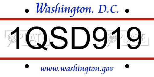 1QSD919 District Of Columbia License Plate