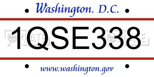 1QSE338 District Of Columbia License Plate