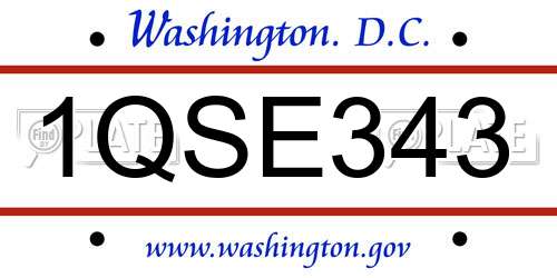 1QSE343 District Of Columbia License Plate