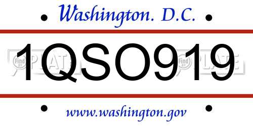 1QSO919 District Of Columbia License Plate